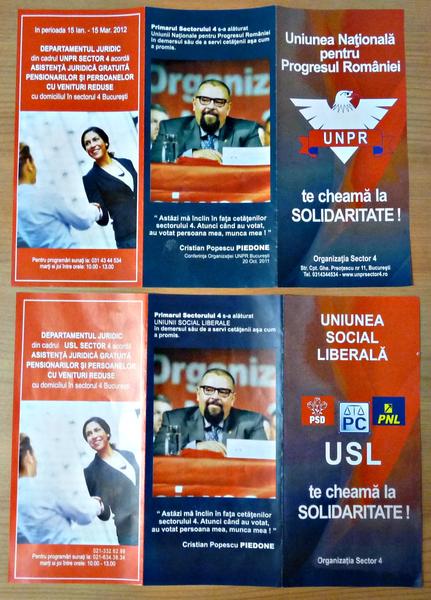 Flyere USL UNPR cu Piedone - fata, Foto: Hotnews