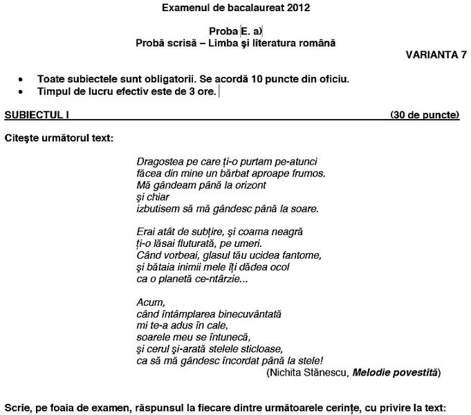 Subiecte, Foto: Ministerul Educatiei