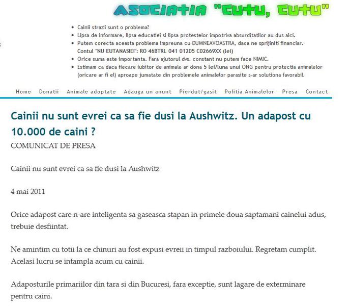 Comunicatul postat pe 04.05.2012 de Cutu-Cutu, Foto: Captura ecran Cutu-cutu.ro