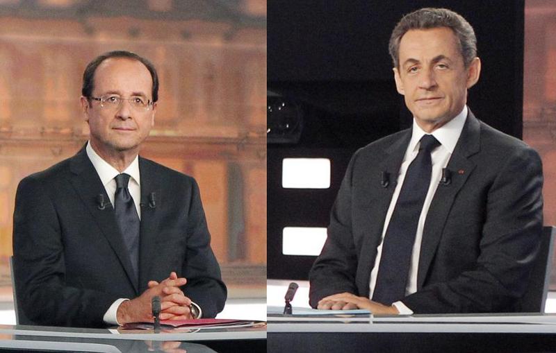 Francois Hollande vs. Nicolas Sarkozy (dezbaterea televizata), Foto: Agerpres (colaj HotNews)