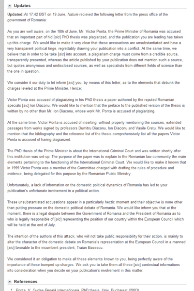 Dreptul la replica al guvernului, publicat de Nature, Foto: Hotnews