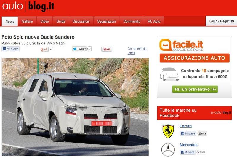 Poze spion cu noul Sandero puternic camuflat, Foto: Captura autoblog.it