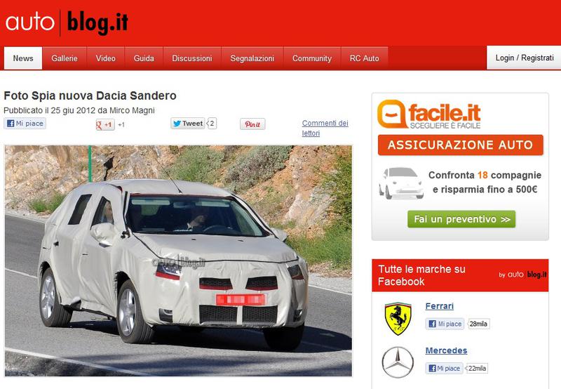 Poze spion cu noul Sandero puternic camuflat, Foto: Captura autoblog.it