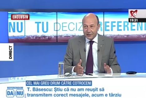 Traian Basescu la Realitatea TV, Foto: Captura Realitatea TV