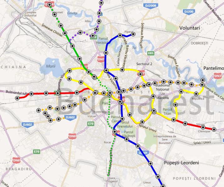 Extindere M4 Gara de Nord - Gara Progresul (verde punctat), Foto: Hotnews
