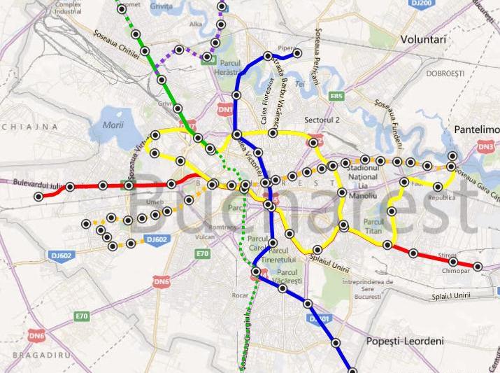 Extindere M4 Gara de Nord - Gara Progresul (verde punctat), Foto: Hotnews