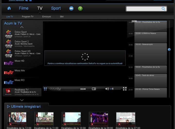 Dolce TV, exclusiv pentru clientii Romtelecom si Cosmote, Foto: captura Dolcetv.ro