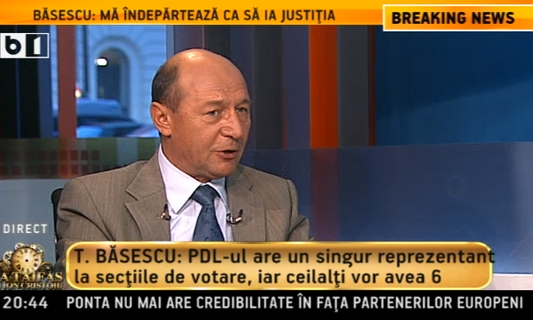 Traian Basescu la B1 TV, Foto: Captura B1TV
