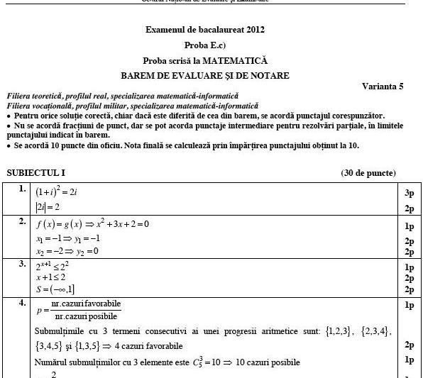 Barem Matematica, Foto: Ministerul Educatiei