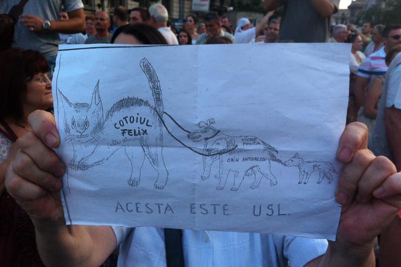 Manifestant anti-USL la Piata Universitatii, Foto: Hotnews