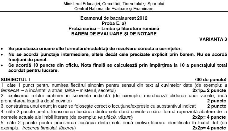 Barem Limba romana, Foto: Ministerul Educatiei