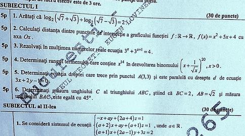 Subiecte Matematica, Foto: Hotnews