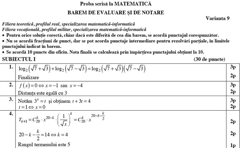 Barem Matematica, Foto: Ministerul Educatiei
