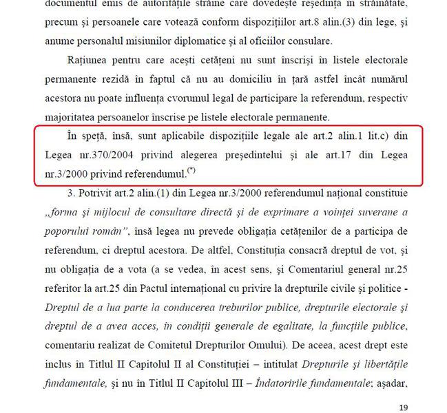 Fragmentul din motivarea CCR care inchide practic discutiile despre cvorum, Foto: Hotnews