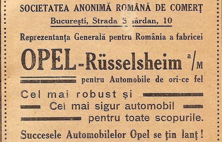 Reclama Opel din 1912, Foto: Opel