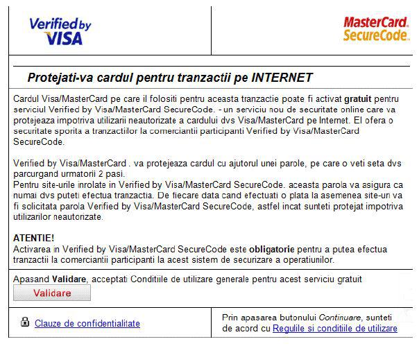 Tentativa de phishing asupra clientilor cu carduri MasterCard, Foto: MasterCard