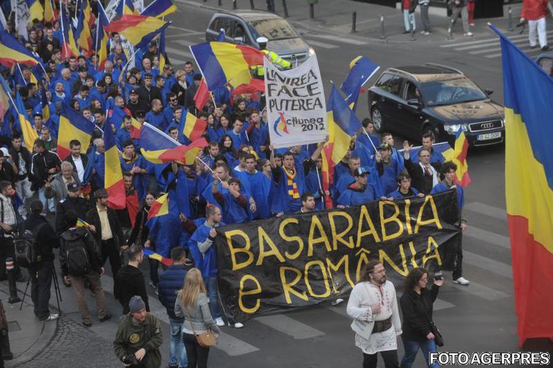 In Romania si Moldova au loc periodica marsuri pentru unirea celor doua tari, Foto: Agerpres