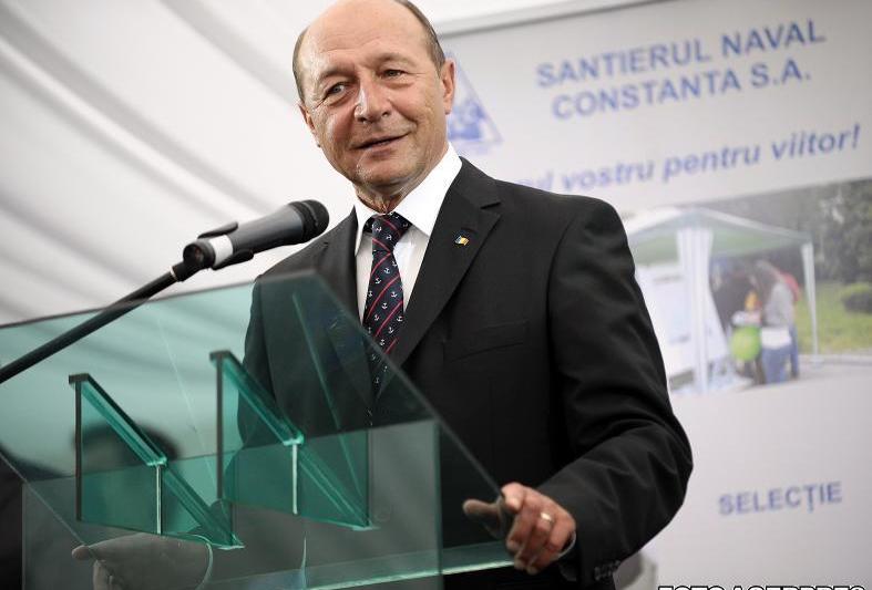 Traian Basescu, la Santierul Naval Constanta, Foto: Agerpres