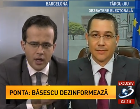 Victor Ponta la Antena 3, Foto: Captura Antena 3