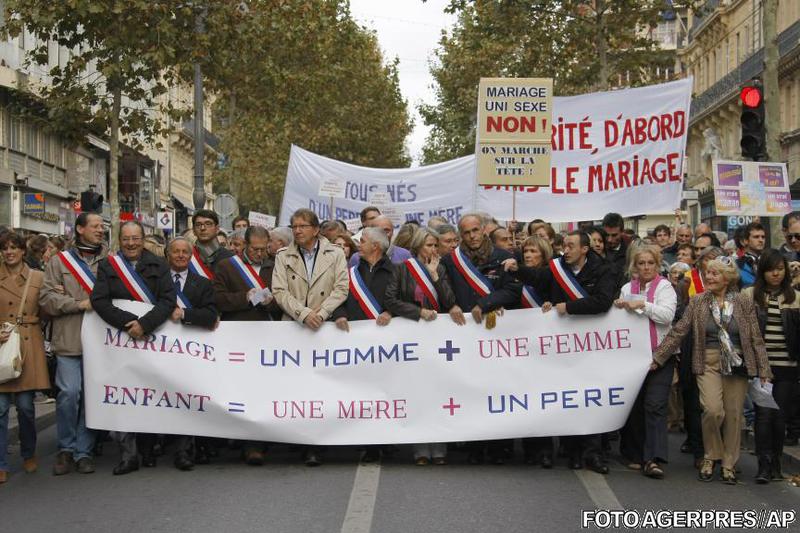 Manifestanti impotriva casatoriilor gay in Franta, Foto: Agerpres/AP