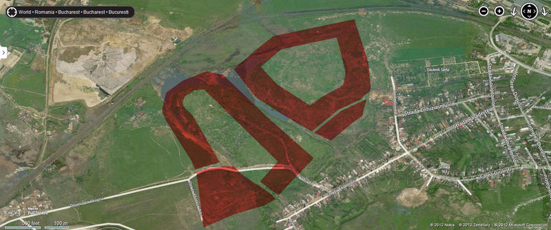 Capatul Caii Giulesti - marcata cu rosu suprafata care devine construibila, Foto: bing.com