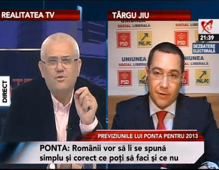 Victor Ponta la Realitatea TV, Foto: Captura Realitatea TV