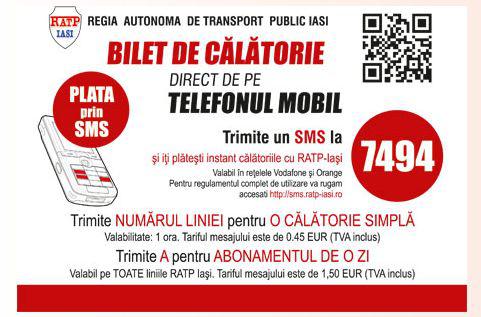 Plata prin SMS in Iasi, Foto: RATP Iasi