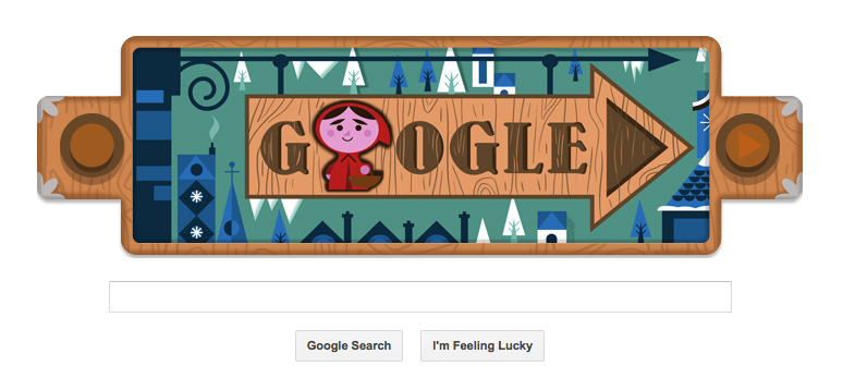Logo Google cu "Scufita Rosie", de Fratii Grimm, Foto: Captura Google