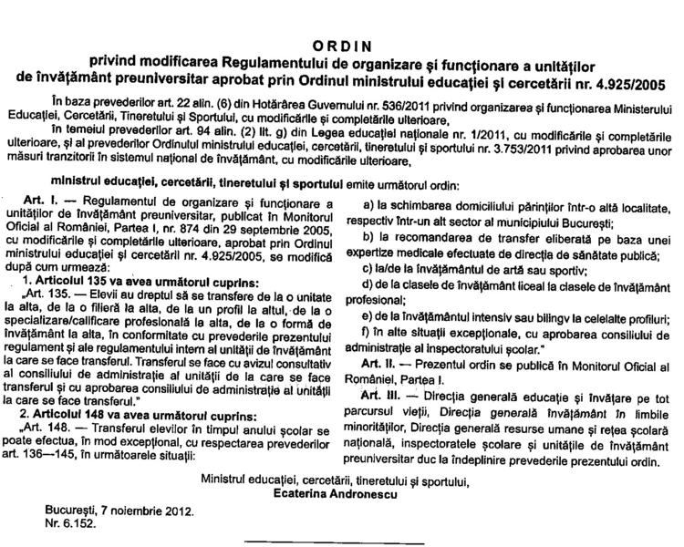 Modificare regulament, Foto: edu.ro