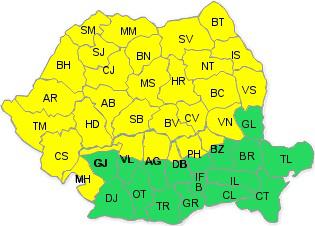 Cod galben de ninsori, Foto: Meteo Romania