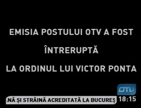 Mesajul afisat de OTV marti seara, Foto: captura Dolcetv.ro