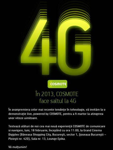 Invitatie eveniment 4G, Foto: Cosmote Romania