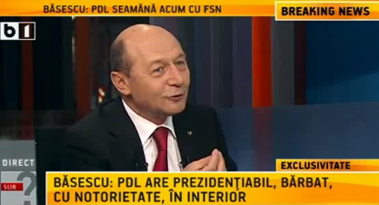 Traian Basescu la B1, Foto: captura B1 TV