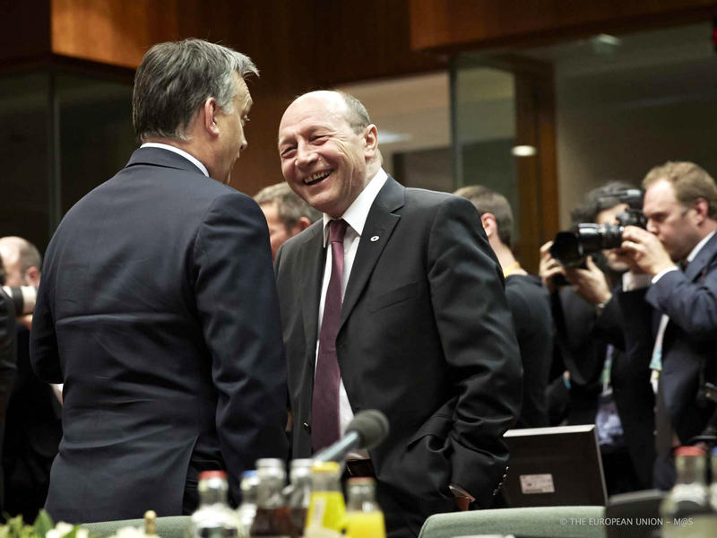 Discutie Traian Basescu - Viktor Orban, Foto: Consiliul European