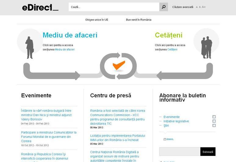 Punctul Unic de Contact, Foto: Captura www.edirect.e-guvernare.ro