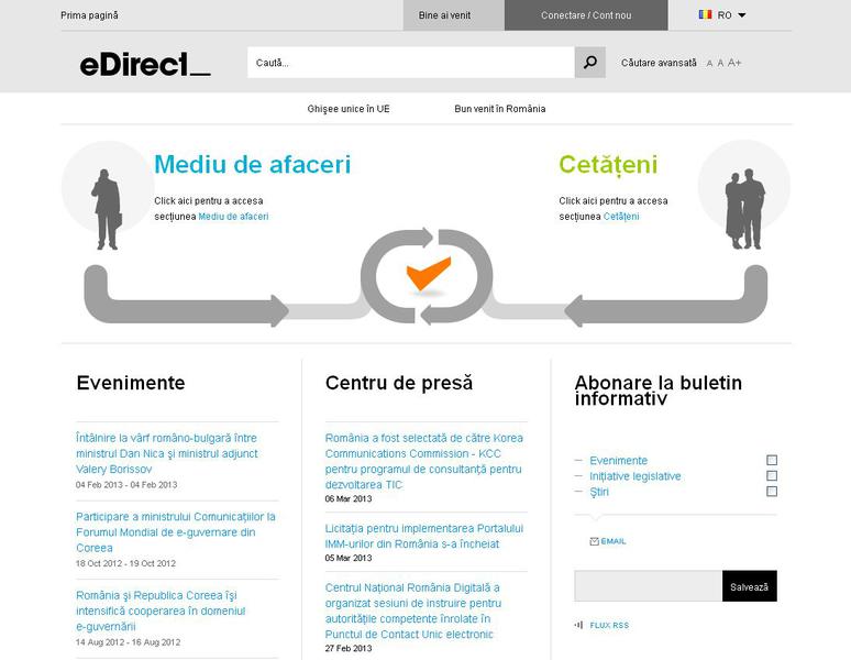 Punctul Unic de Contact, Foto: Captura www.edirect.e-guvernare.ro
