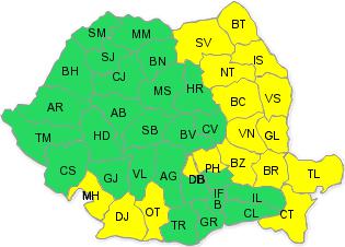 Cod galben vant 23 martie, Foto: ANM