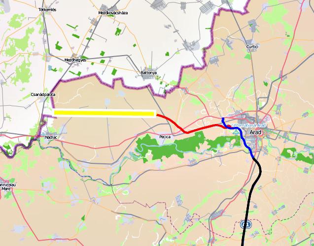Lotul 1 Nadlac - Arad (cu galben), Foto: Hotnews