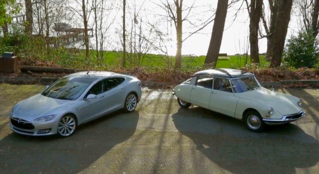 Tesla Model S si Citroen DS, Foto: Captura YouTube