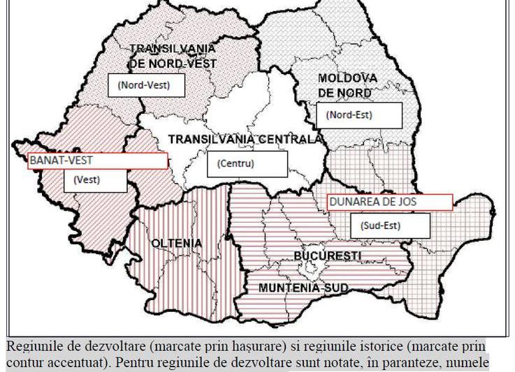 Regiunile de dezvoltare, regiunile istorice si denumirile regiunilor viitoare, Foto: CONREG