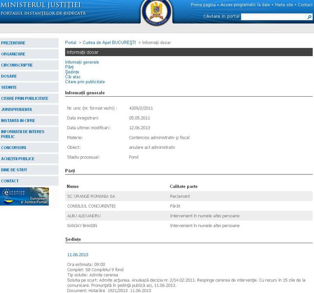 Decizie in cazul Orange, Foto: Captura Curtea de Apel