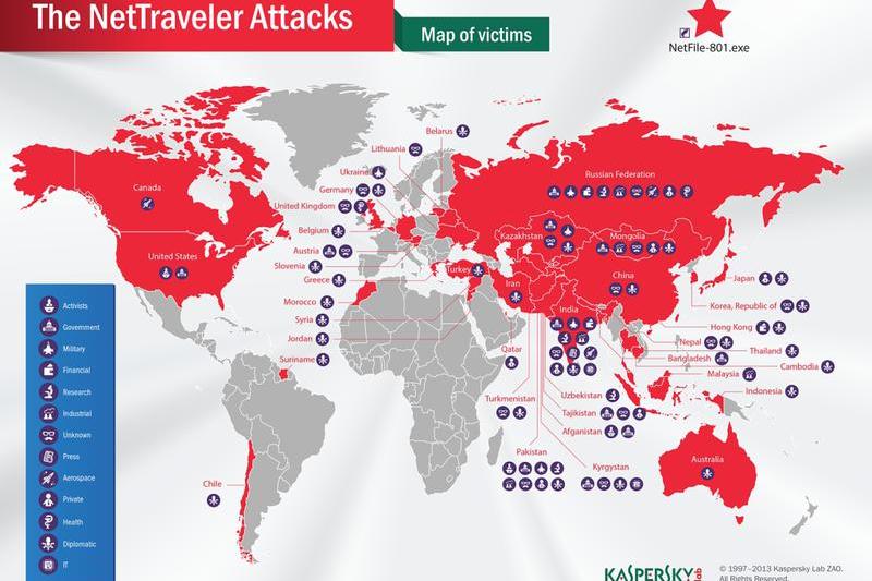 Harta victimelor Nettraveler, Foto: Kaspersky