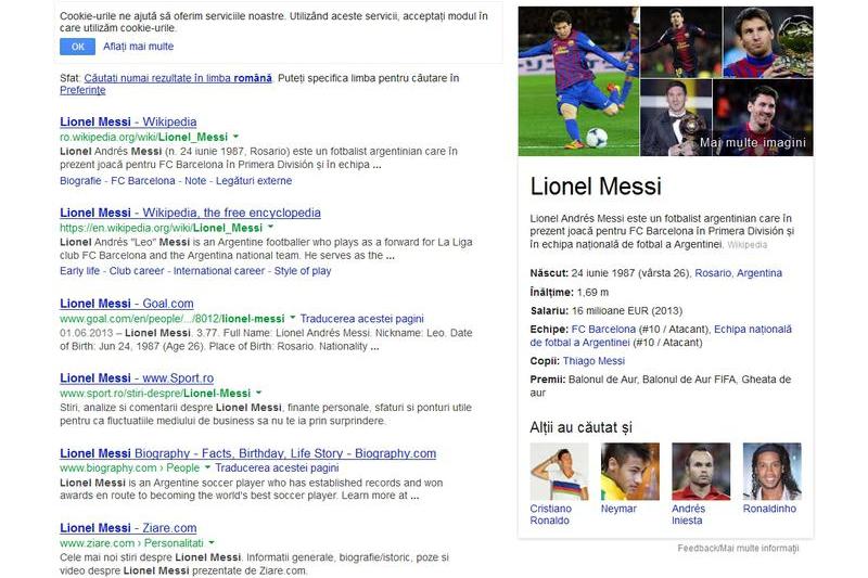 Cautare dupa Lionel Messi, Foto: Captura Google