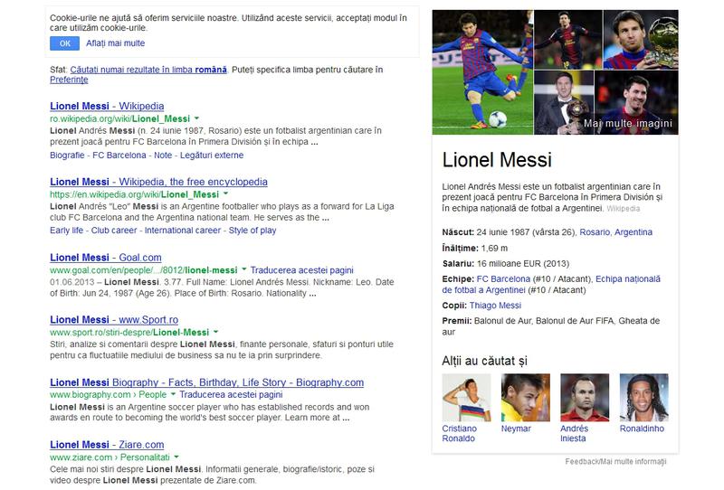 Cautare dupa Lionel Messi, Foto: Captura Google