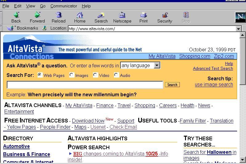 Asa arata Altavista in 1999, Foto: Wikipedia
