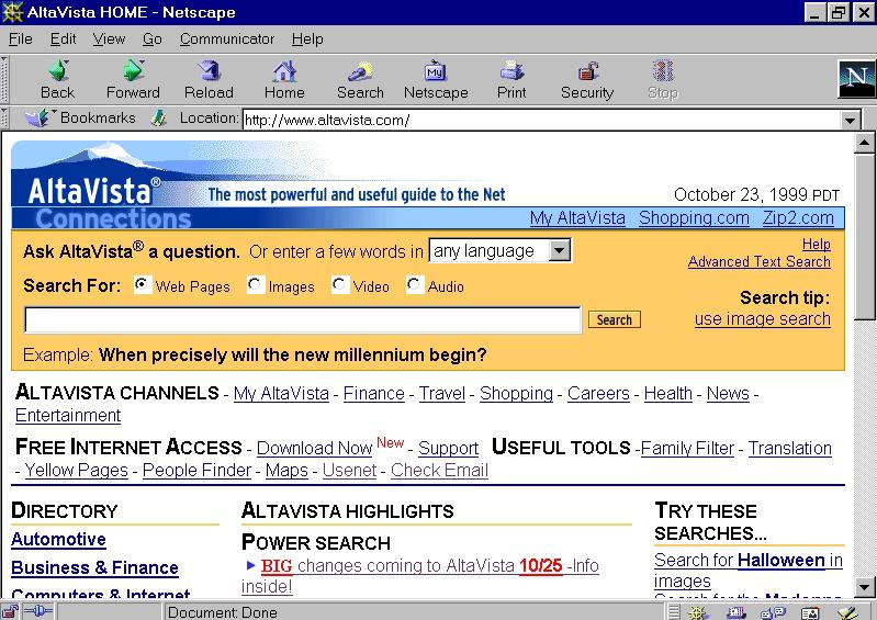 Asa arata Altavista in 1999, Foto: Wikipedia