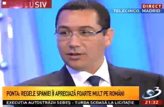 Victor Ponta la Antena 3, Foto: Captura Antena 3