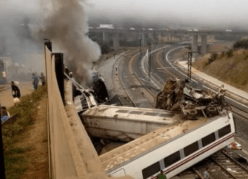 Tren deraiat in Spania, Foto: Captura YouTube