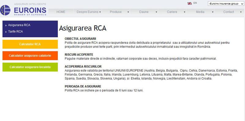 EUROINS nu mai are voie momentan sa practice RCA, Foto: Captura Euroins.ro