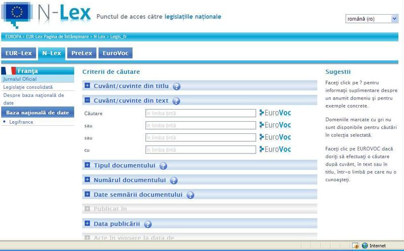 Cum va arata interfata N-LEX, Foto: Captura caiet de sarcini MJ